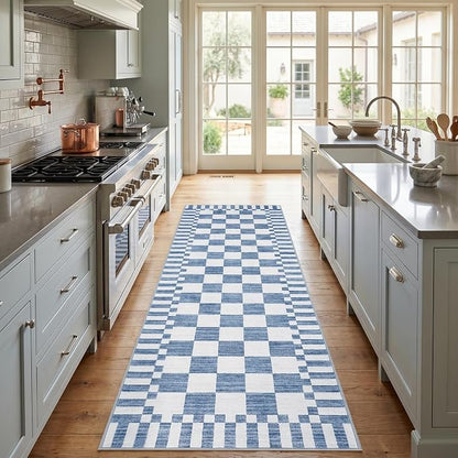 GarveeHome 2.5x8 Checkered Kitchen Runner Rug by GarveeHome