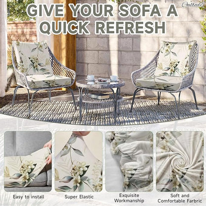 CALBODE 8 Pcs Stretch Indoor/Outdoor Seat Cushion Covers, - Image 4