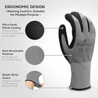 I9 Essentials Safety Work Gloves – 12 Pairs MicroFoam Nitrile Coated, Seamless Nylon Knit Grip Gloves for Construction, Home Improvement, Gardening, Mechanics, Automotive – Large, Breathable