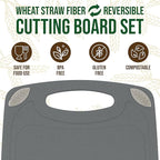 2-Piece Reversible Cutting Board Set Made from Natural Food Grade Wheat Straw Material - Eco-Conscious Alternative to Plastic - Gluten Free & BPA Free Chopping Boards for Kitchen