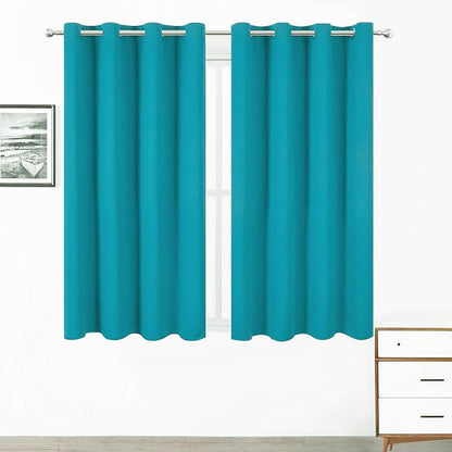 Turquoise Thermal Blackout Curtains/52 x 72 Inch/Set of 2 Panels Room Darkening by Lemomo