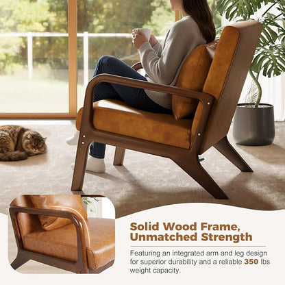 ELUCHANG Mid-Century Modern Chair, Upholstered Accent Chair Reading Arm Chair - Image 5