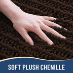 Arotive Luxury Chenille Bathroom Rug Mat, Extra Soft Thick Absorbent Shaggy Bath Rugs, Non-Slip Machine Wash Dry, Plush Bath Mats for Bathroom, Shower and Tub, 59x35, Brown