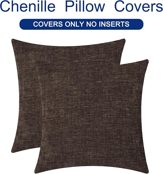 CaliTime Decorative Couch Throw Pillow Covers 16 X 16 Inches Coffee | Pack of 2 - Image 6