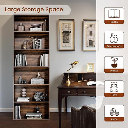 GRUSIGN 71" Tall 6-Tier Bookshelf, Large Open Display Bookcase - Image 7