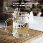LUXU Borosilicate Glass Coffee Mugs (Set of 2)-15 oz,Clear Tea Cups,Lead-free Drinking Glasses with Handle,Perfect for Latte,Americano,Cappuccino,Tea Bags,Water,Milk and Hot and Cold Beverage
