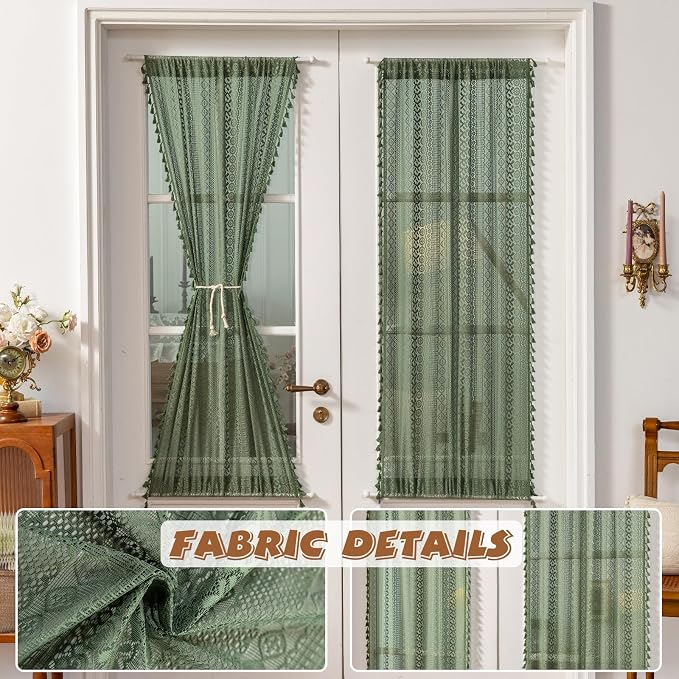 Sutuo Home Olive Green French Door Curtains - Image 6