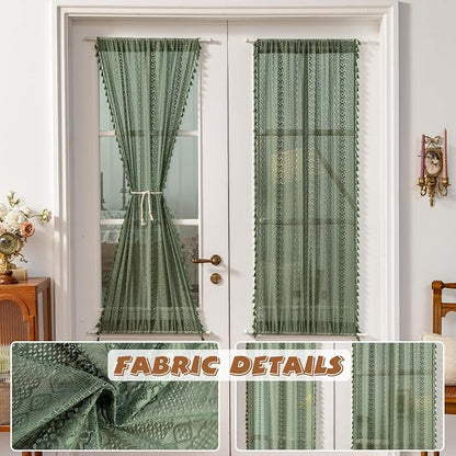 Sutuo Home Olive Green French Door Curtains - Image 6