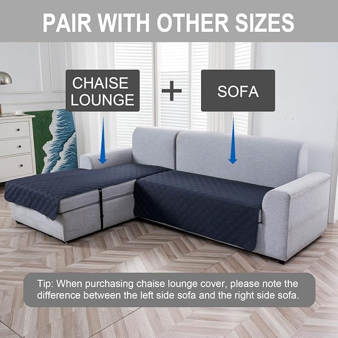 Genina L Shape Couch Cover, Sectional Couch Chaise Covers, Waterproof Washable - Image 2
