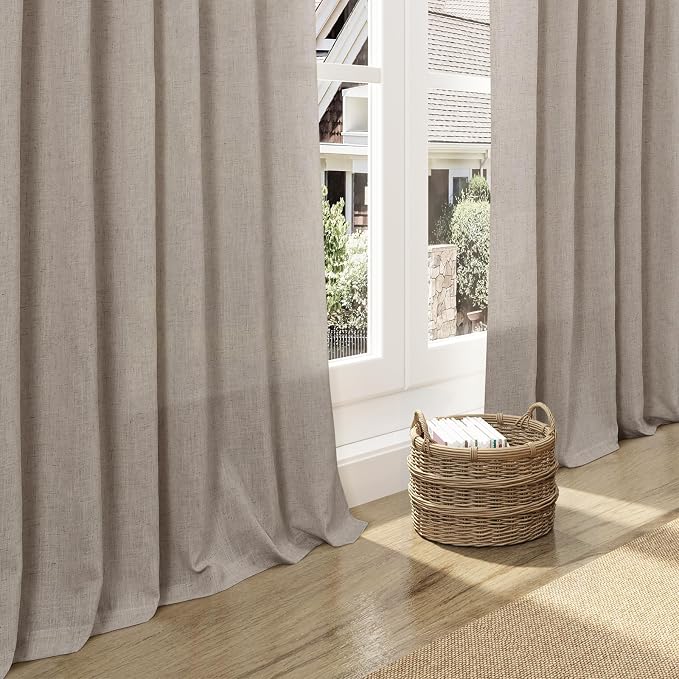 Ecru Curtains 63 Inch Length for Living Room Linen Blend Luxury Light Filtering - Image 5