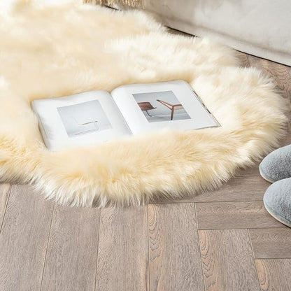 MIULEE Fluffy Area Rug 3x5 ft Faux Fur Sheepskin Rug Light Yellow | Luxury - Image 4