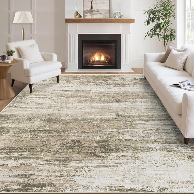 Washable Rug 5x7 Area Rugs for Living Room: Neutral Soft Rug Abstract Non Slip by LOSBULAKE