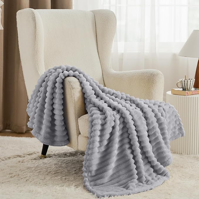 Bedsure Soft Twin Blanket for Bed Decor Gifts Light Grey 60"x80" | Birthday - Image 2