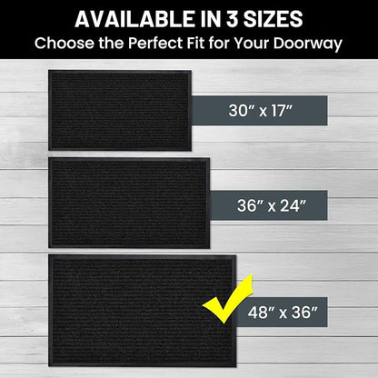 Front Door Mat, Indoor Outdoor Welcome Entryway Muddy Entrance, 48x36 Black | - Image 5