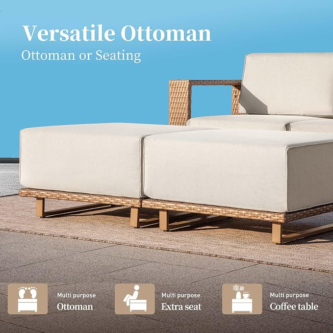 SUNSHINE VALLEY 7 Pieces Patio Furniture Set, Outdoor Wicker Conversation Set - Image 7