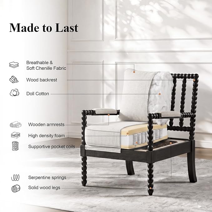 DUHOME Linen Fabric Spindle Accent Chair - Image 5