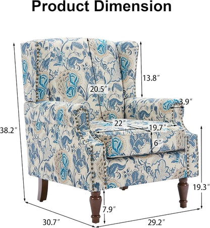 Pia Ricco Set of 2 Floral Accent Chairs, High Back Upholstered Armchairs - Image 2
