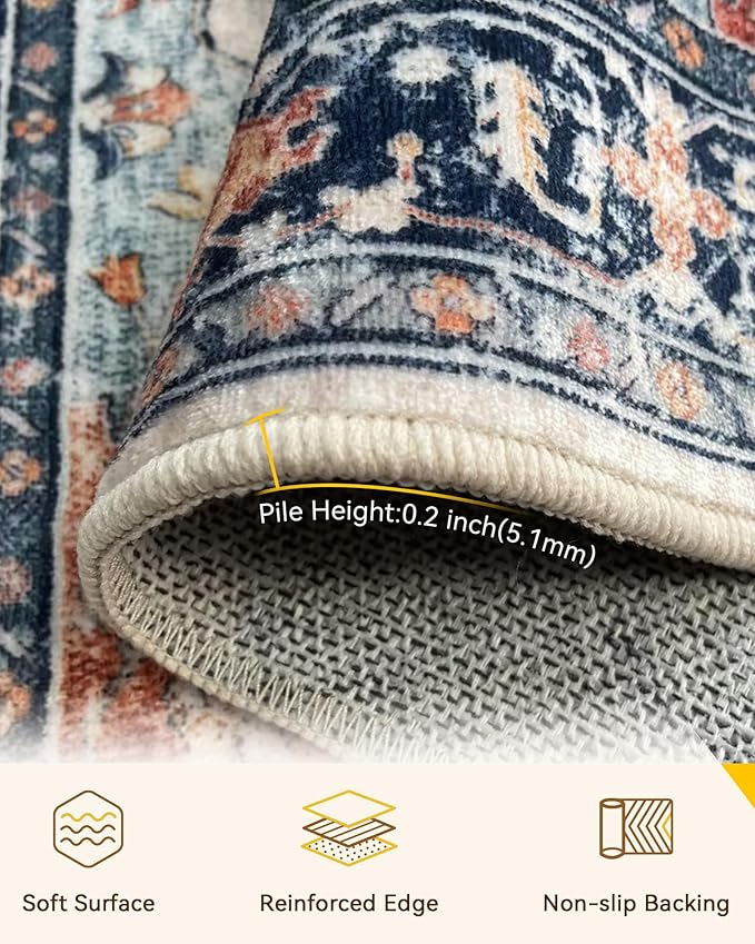 RELEANY Washable Area Rug, Runner 3'x7', Water Repellent, Pet Friendly - Image 4