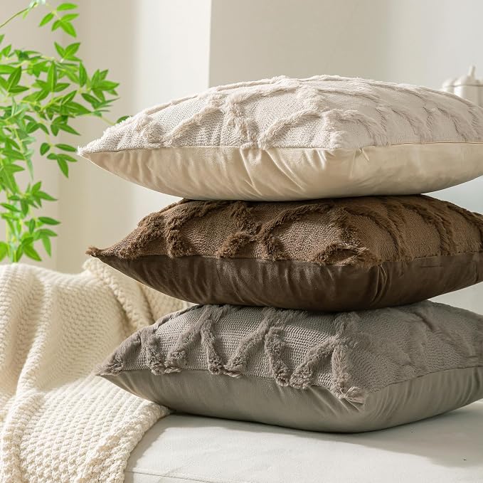 Set of 2 Soft Moroccan Throw Pillow Covers 24x24 Inch Plush Boho Decorative - Image 6