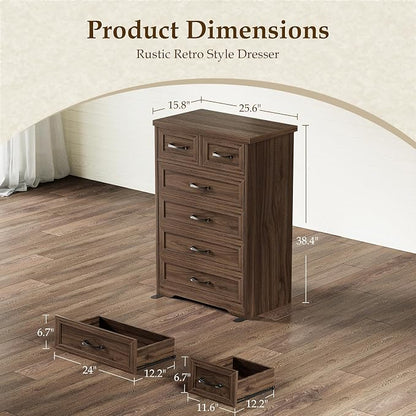 AODK Farmhouse Tall 6 Drawer Dresser - Image 2