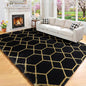 Area Rugs for Bedroom Living Room, 4x6 Fluffy Black and Gold Geometric Rug | by ONASAR