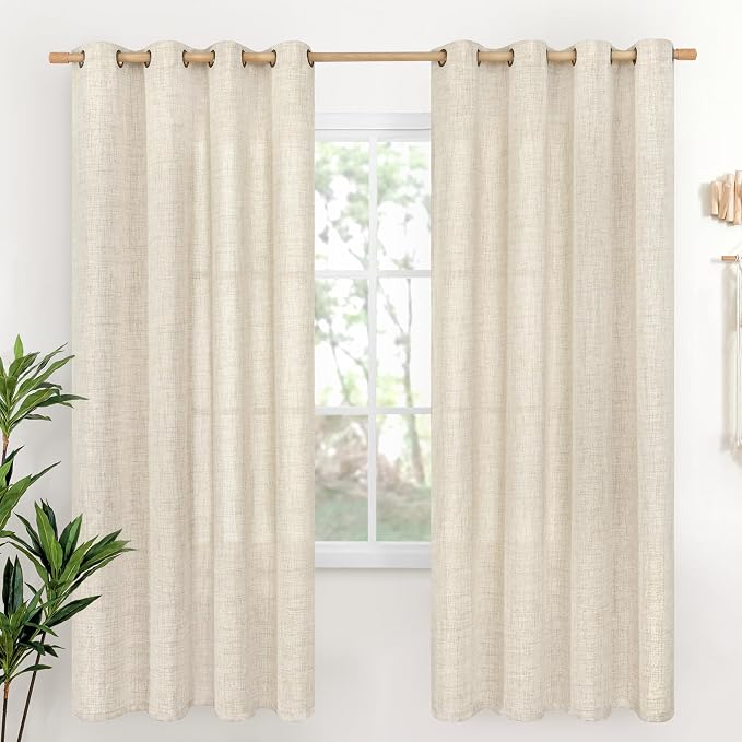 YoungsTex 78 Inch Length Linen Curtains Semi Sheer Light Filtering Drapes | by YoungsTex