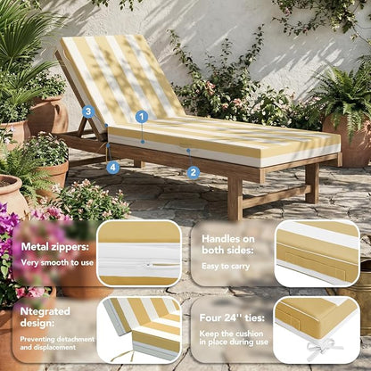 L'AGRATY Outdoor Lounge Chaise Cushion: 72x21x3 Inch Waterproof Lounge Chair - Image 4