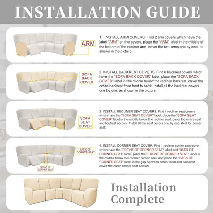 100% Waterproof Sectional Recliner Couch Covers - Image 7