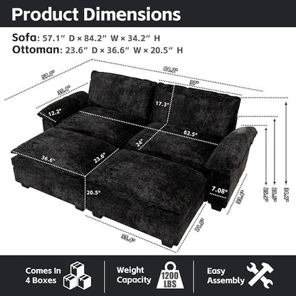 mestyl Oversized Chaise Lounge Chair Indoor, Modular Loveseat Sectional Sofa - Image 2