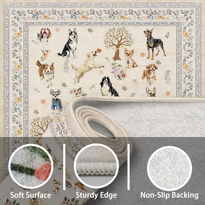 Beige Hallway Runner Rug 2x4 for Bedroom Kitchen | Ultra-Thin;Boho Style;Low - Image 7