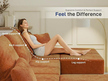 Living&Giving 128" U-Shaped Cloud Sectional Couch - Image 4