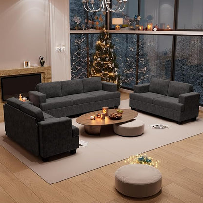 YOUDENOVA Sofa Couch, 3 Piece Set Comfy Sofa, 2 Loveseat & 3 Seater Sofa by YOUDENOVA