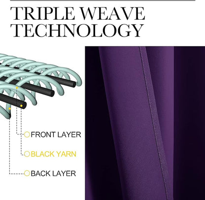 NICETOWN Royal Purple Blackout Curtains 102 inches Length - Image 3