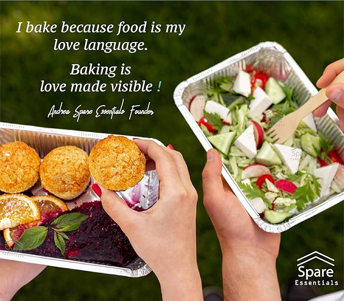 Spare Essentials 55 Pack - 2.25 LB To Go Aluminum Containers with Lids - Heat Proof Foil Tins for Meal Prep, Take Out, Freezer Meals