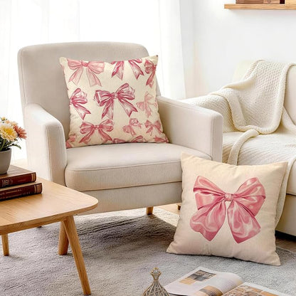 OBSEDE Cute Pink Bow Decorative Throw Pillow Covers 18 × 18 in, Couch Cushion - Image 7