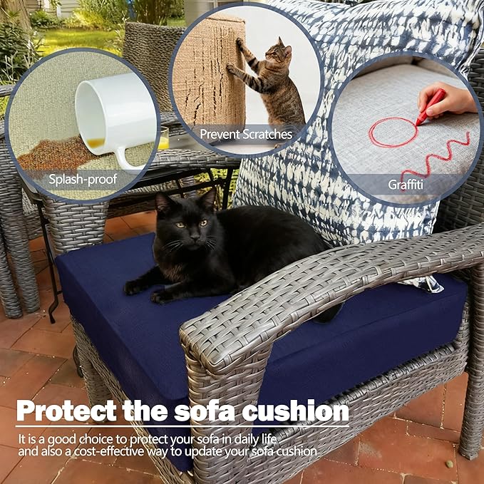 Sqodok Patio Cushion Cover 22x20 inch, Outdoor Seat Cushion Slip Cover - Image 6