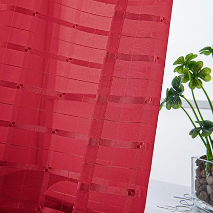 SpaceDresser Check Sheer Curtains 96 Inches Long - Image 2
