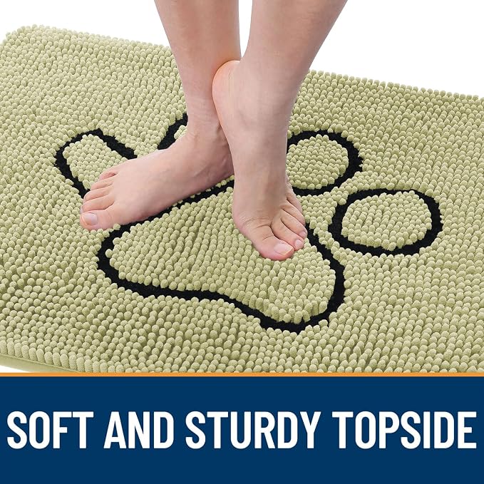 OLANLY Dog Door Mat for Muddy Paws 48x30, Paw Print Design Chenille Mud Mat | - Image 4
