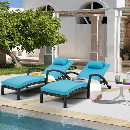 HOMREST Chaise Lounge Chairs Set of 4, PE Rattan Wicker Lounge Chair - Image 9