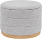 Round Storage Ottoman with Tray Lid, Folding Chenille Fabric Footrest with by ZOLANOful