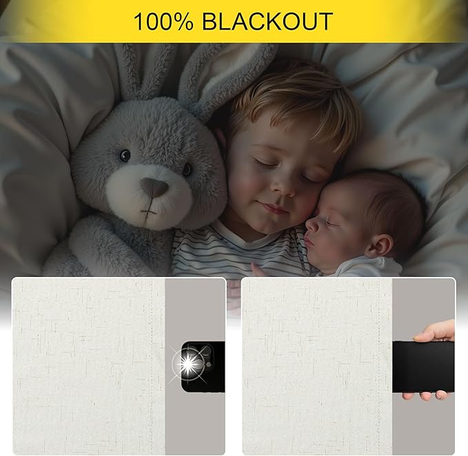 Pitalk 72 Inch Curtains for Living Room Black Out Linen Back Tab Loops Room - Image 4