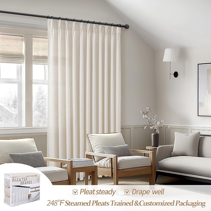 Extra Wide 70 Inch Memory Trained Pinch Pleated Curtains 92 Inches Long - Image 6
