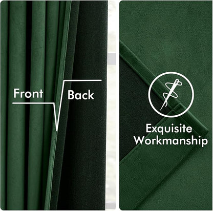 MIULEE Velvet Curtains 50W x 108L 2 Panels Hunter Green Blackout Curtains | - Image 6