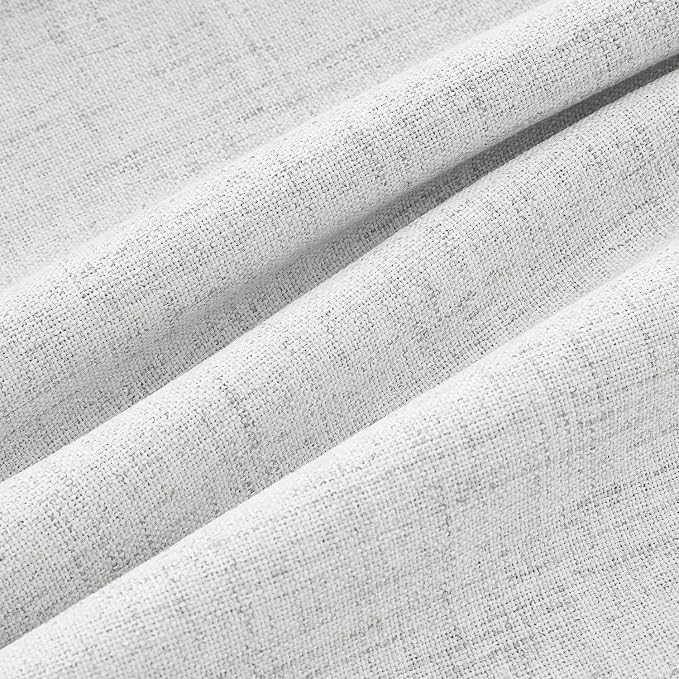 MIULEE 100% Blackout Linen Curtains 42 x 72 Inch Heathered White 2 Panels | - Image 9