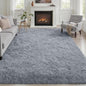 Area Rug Living Room Bedroom: 4x6 Fluffy Plush Shag Carpet Gray | by Luxturiy