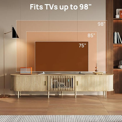 94.5" Fluted Mid Century Modern TV Stand - Image 3