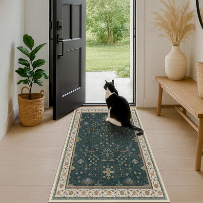 Dark Green Oushak 3x6 Kitchen Rug - Image 7