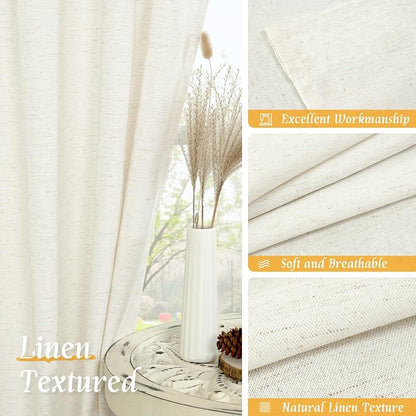 Light Filtering Cream Linen Blended Curtains 63 Inch - Image 7