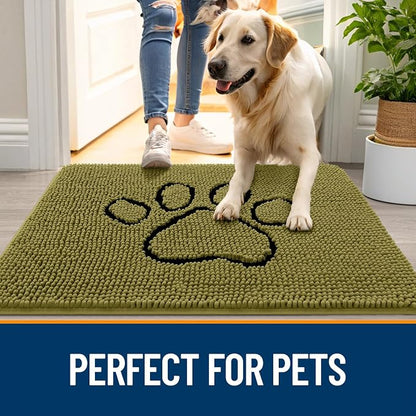 OLANLY Dog Door Mat for Muddy Paws 30x20, Paw Print Design Chenille Mud Mat | - Image 6