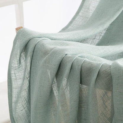 MIULEE Sea Green Linen Curtains 37x84 Inch Length - Image 6